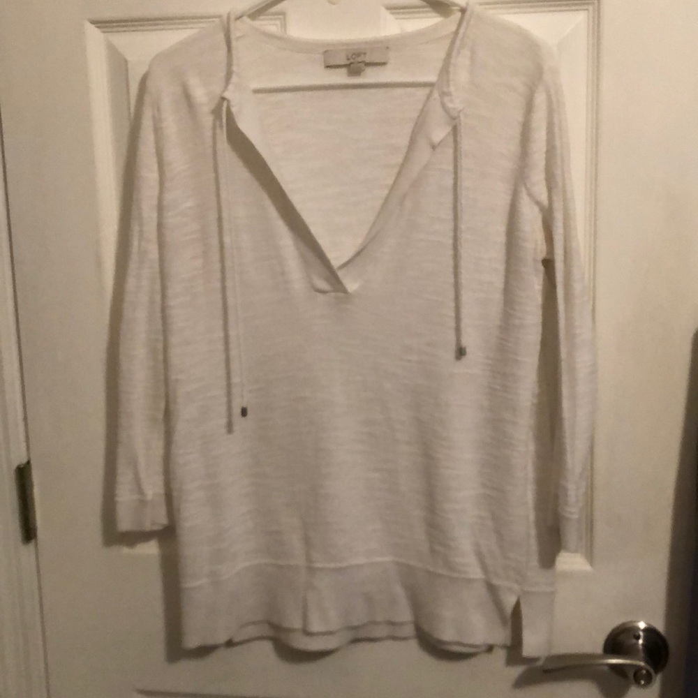 LOFT White Lightweight Long Sleeve Top